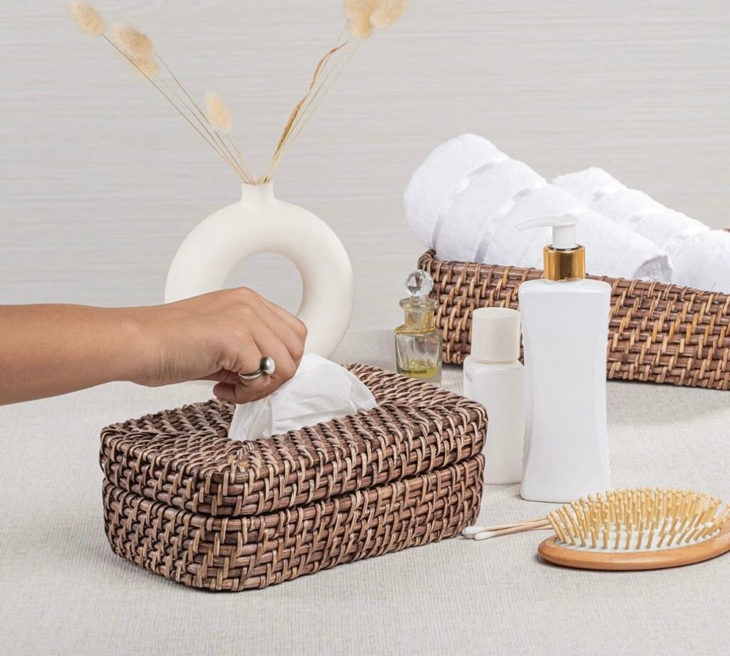 how to decorate using bamboo baskets